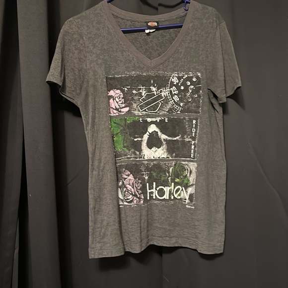 Gray burnout material Harley Tee - Picture 2 of 3